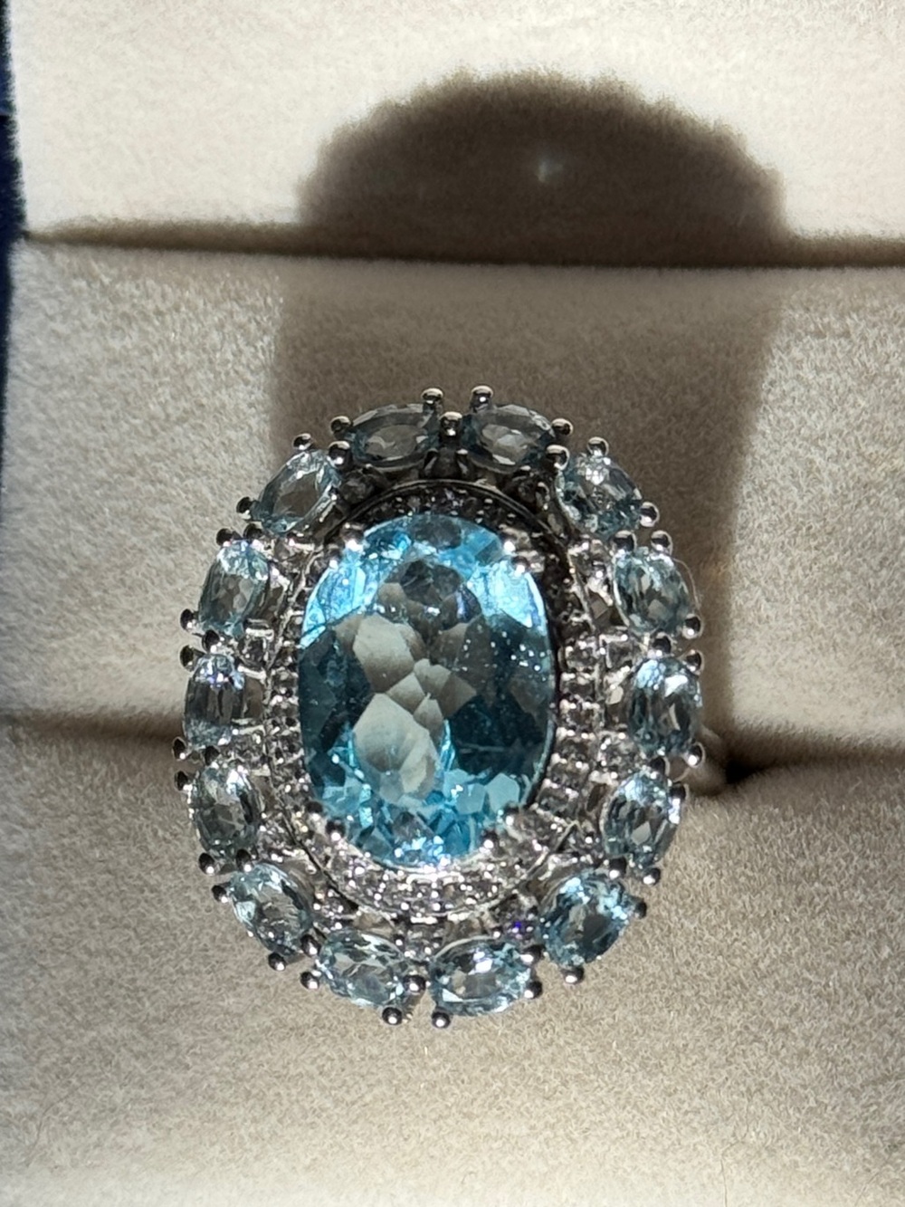 Natural Blue Topaz 10.75 carat Oval Cocktail Ring